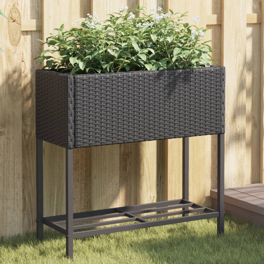 Jardineras Con Estante 2 Uds Ratán Sintético