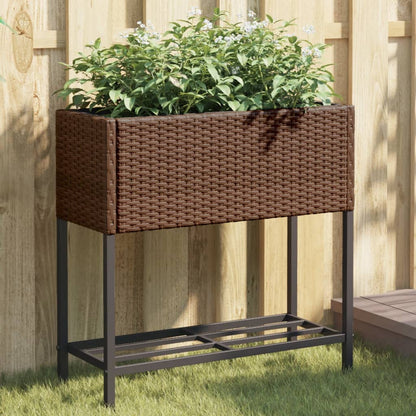Jardineras Con Estante 2 Uds Ratán Sintético