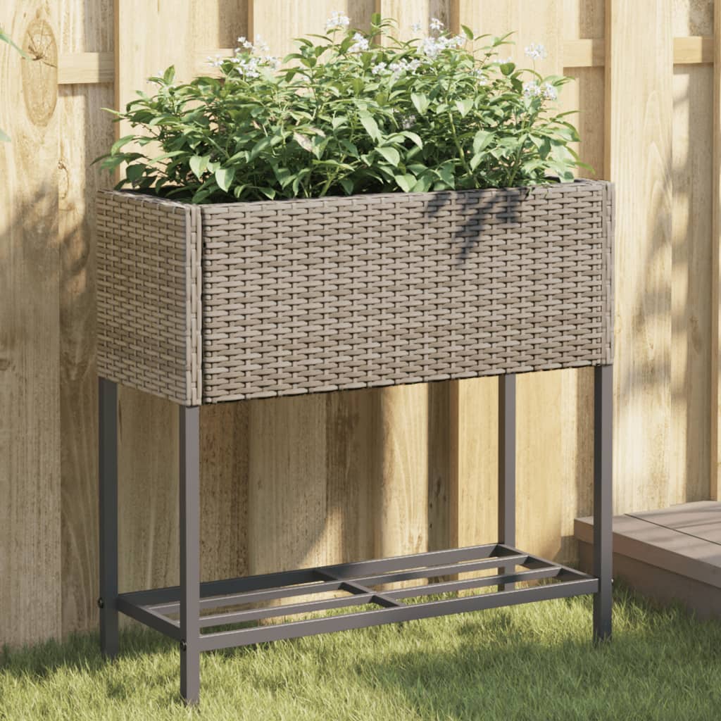 Jardineras Con Estante 2 Uds Ratán Sintético