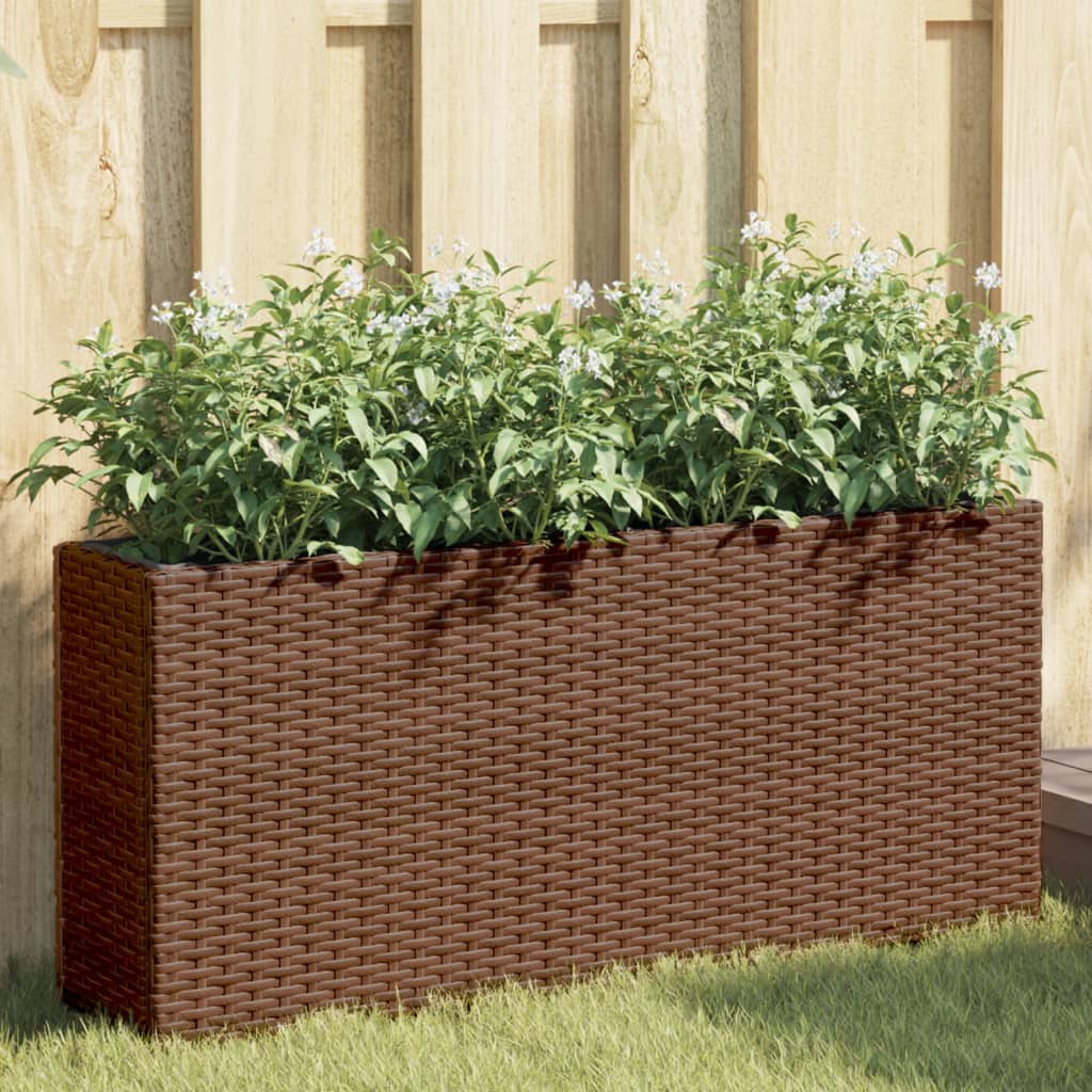 Jardineras Con 2 Maceteros 2 Uds Ratán Pe 90X20X40 Cm