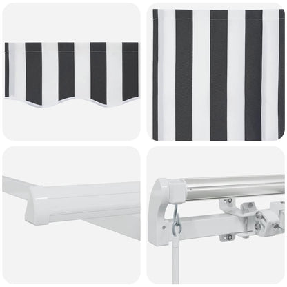 Toldo Retráctil Manual Gris Antracita Y Blanco 450X300 Cm