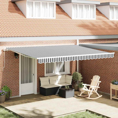 Toldo Retráctil Manual Gris Antracita Y Blanco 450X300 Cm