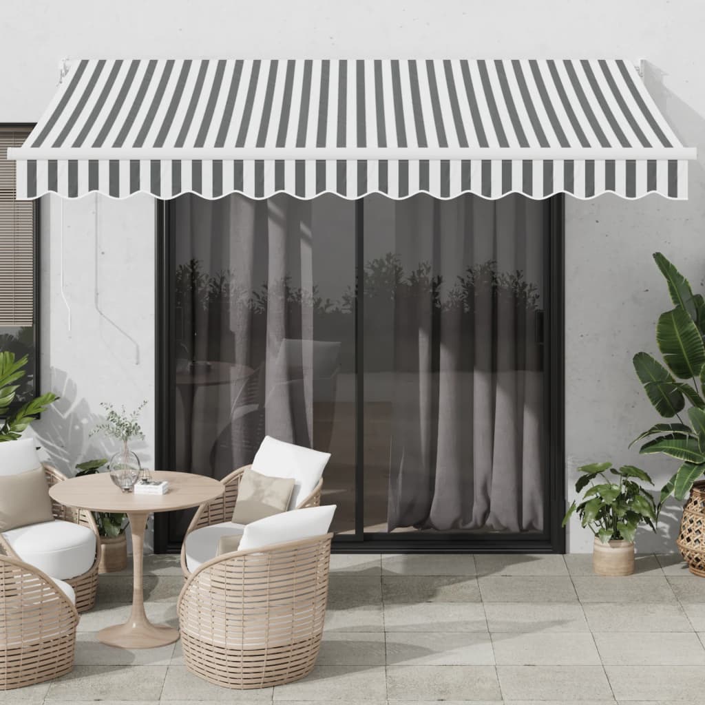 Toldo Retráctil Aluminio Y Tela Gris Antracita