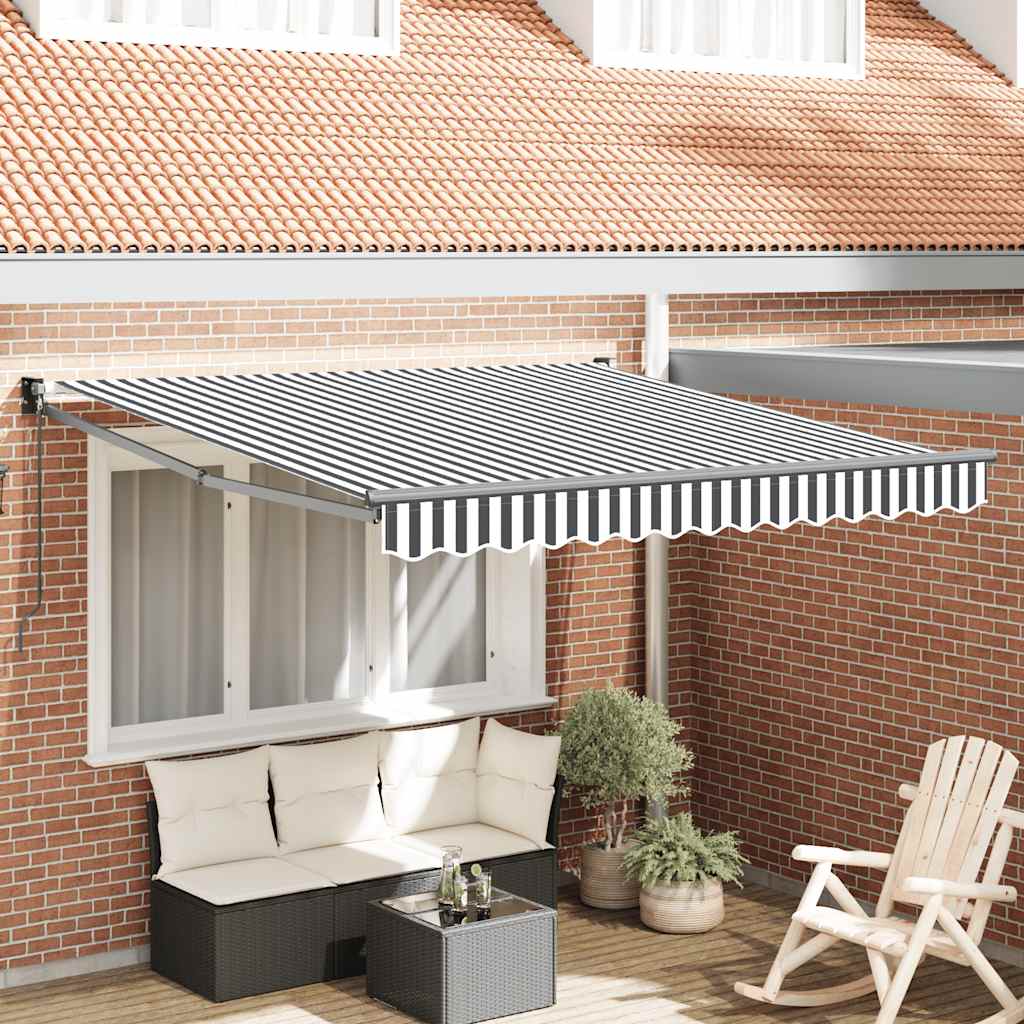 Toldo Retráctil Aluminio Y Tela Gris Antracita