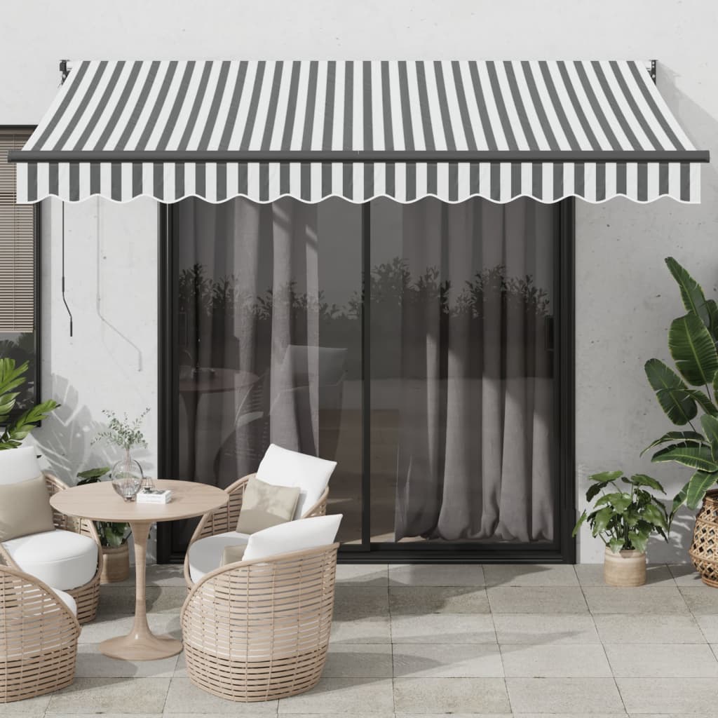 Toldo Retráctil Aluminio Y Tela Gris Antracita