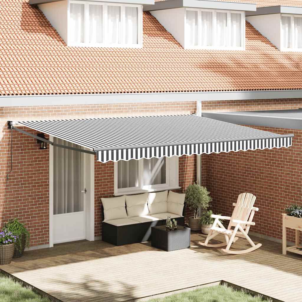 Toldo Retráctil Aluminio Y Tela Gris Antracita