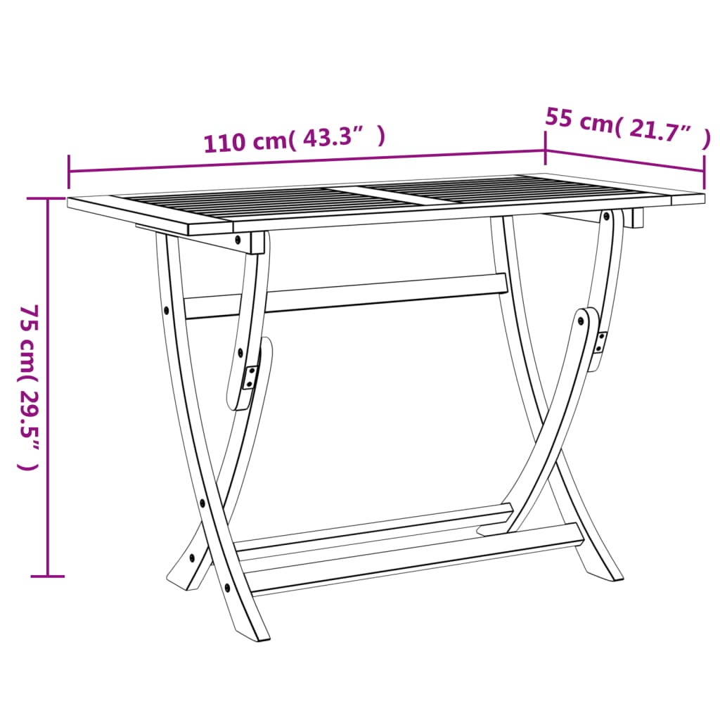 Mesa De Jardín Plegable Madera Maciza De Acacia