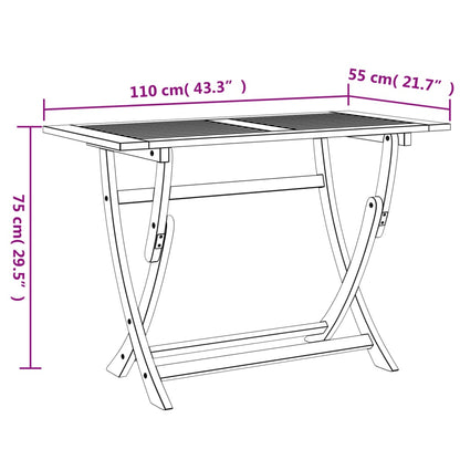 Mesa De Jardín Plegable Madera Maciza De Acacia