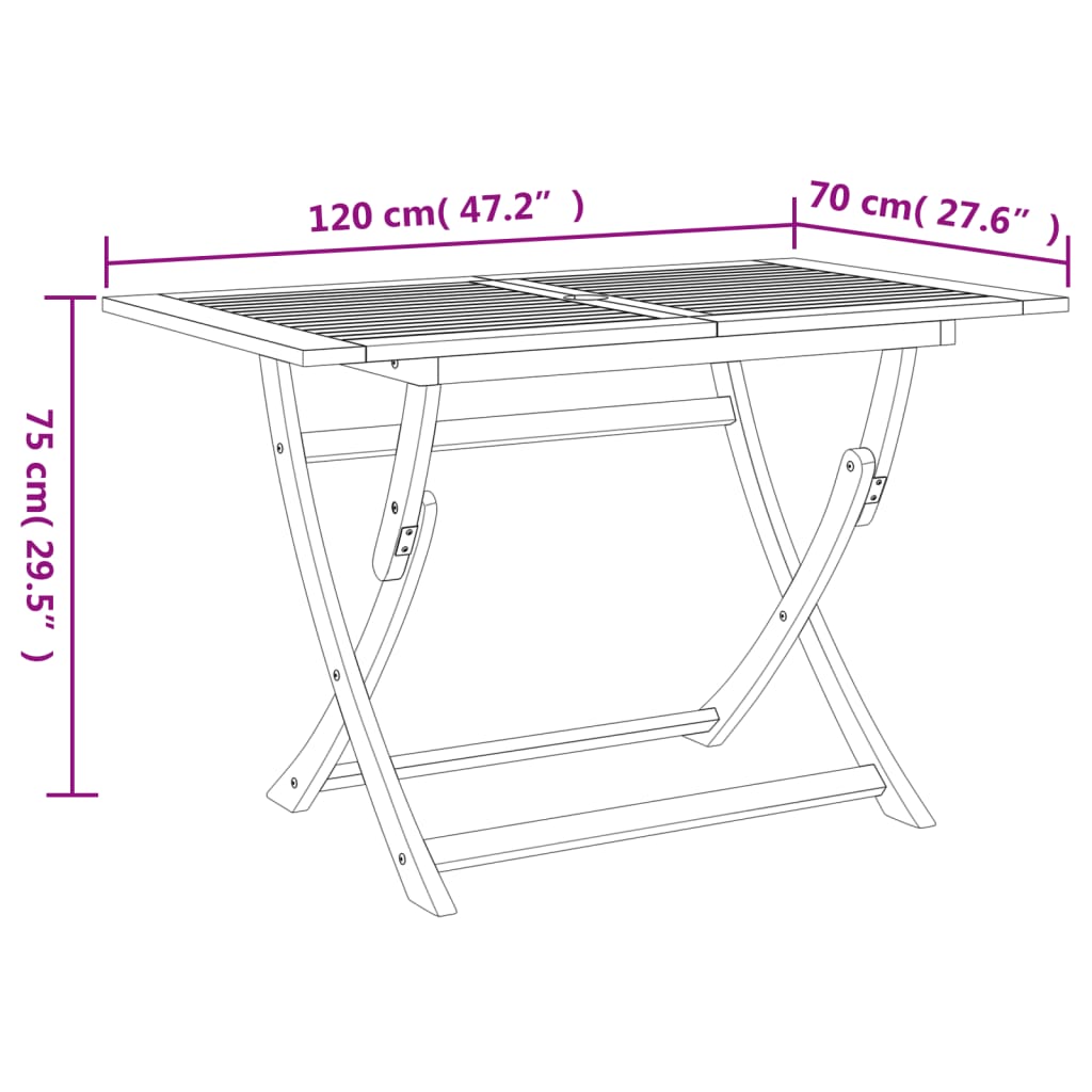 Mesa De Jardín Plegable Madera Maciza De Acacia