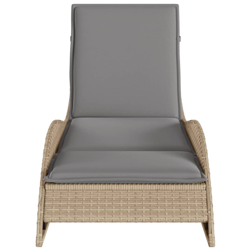 Tumbona Con Cojín Ratán Sintético Beige