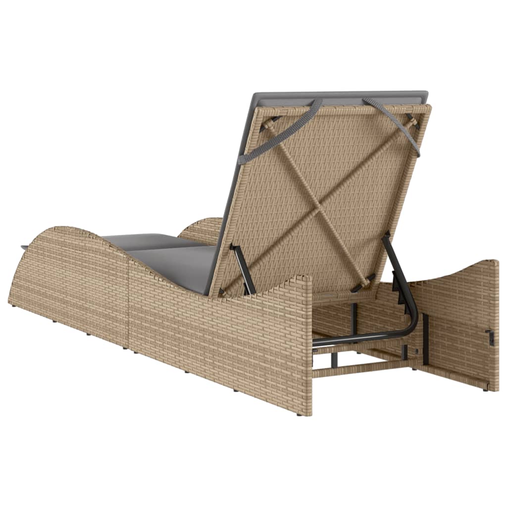 Tumbona Con Cojín Ratán Sintético Beige