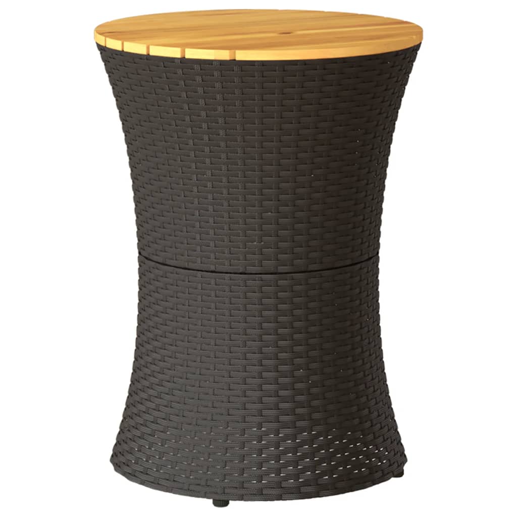 Mesa De Jardín Forma De Tambor Ratán Sintético Y Madera