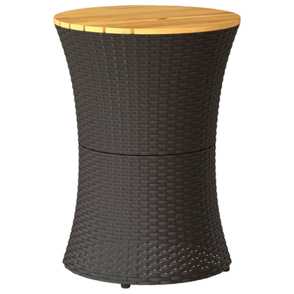 Mesa De Jardín Forma De Tambor Ratán Sintético Y Madera