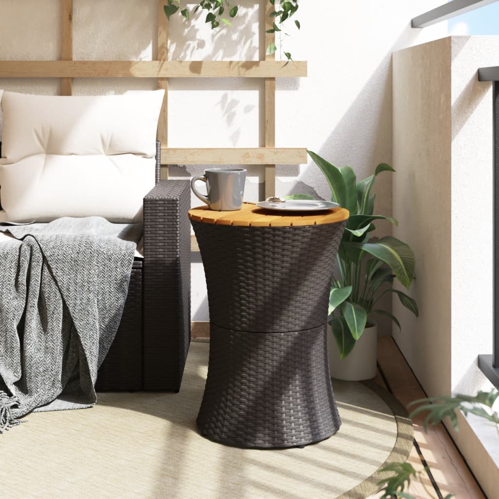 Mesa De Jardín Forma De Tambor Ratán Sintético Y Madera