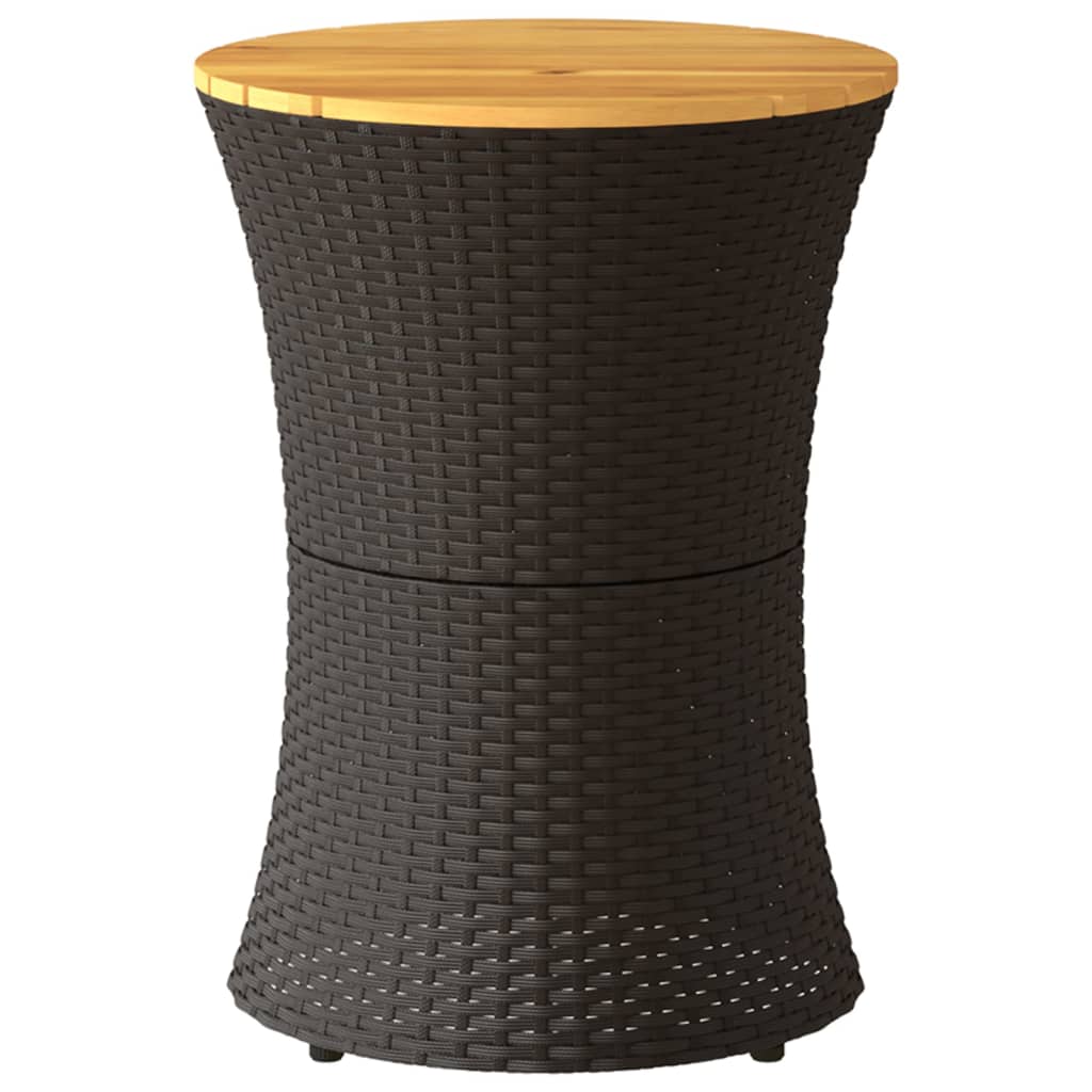 Mesa De Jardín Forma De Tambor Ratán Sintético Y Madera