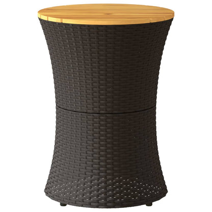 Mesa De Jardín Forma De Tambor Ratán Sintético Y Madera