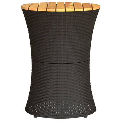 Mesa De Jardín Forma De Tambor Ratán Sintético Y Madera