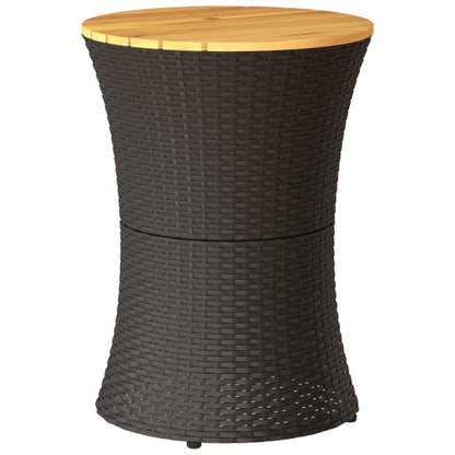 Mesa De Jardín Forma De Tambor Ratán Sintético Y Madera