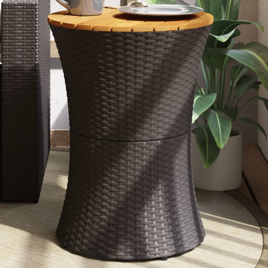 Mesa De Jardín Forma De Tambor Ratán Sintético Y Madera