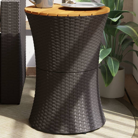 Mesa De Jardín Forma De Tambor Ratán Sintético Y Madera