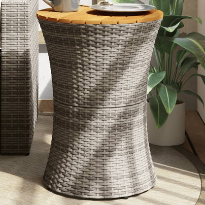 Mesa De Jardín Forma De Tambor Ratán Sintético Y Madera