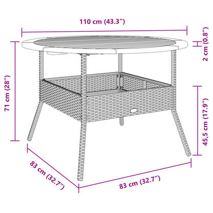 Mesa De Jardín Superficie Madera Acacia Ratán Ø110X71 Cm