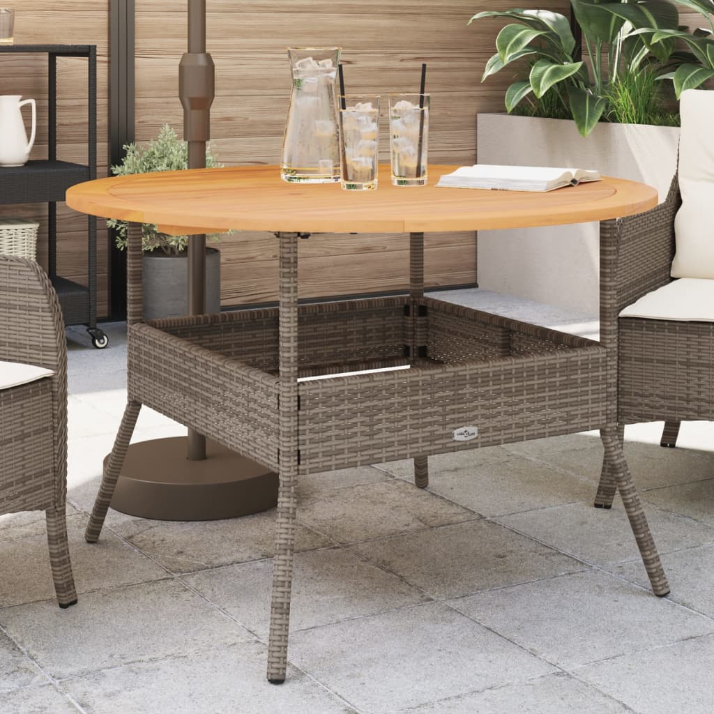 Mesa De Jardín Superficie Madera Acacia Ratán Ø110X71 Cm