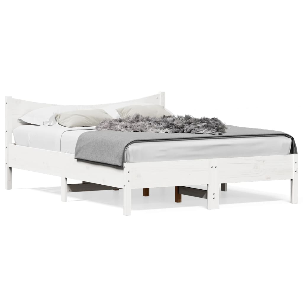 Estructura De Cama Sin Colchón Madera De Pino Blanca