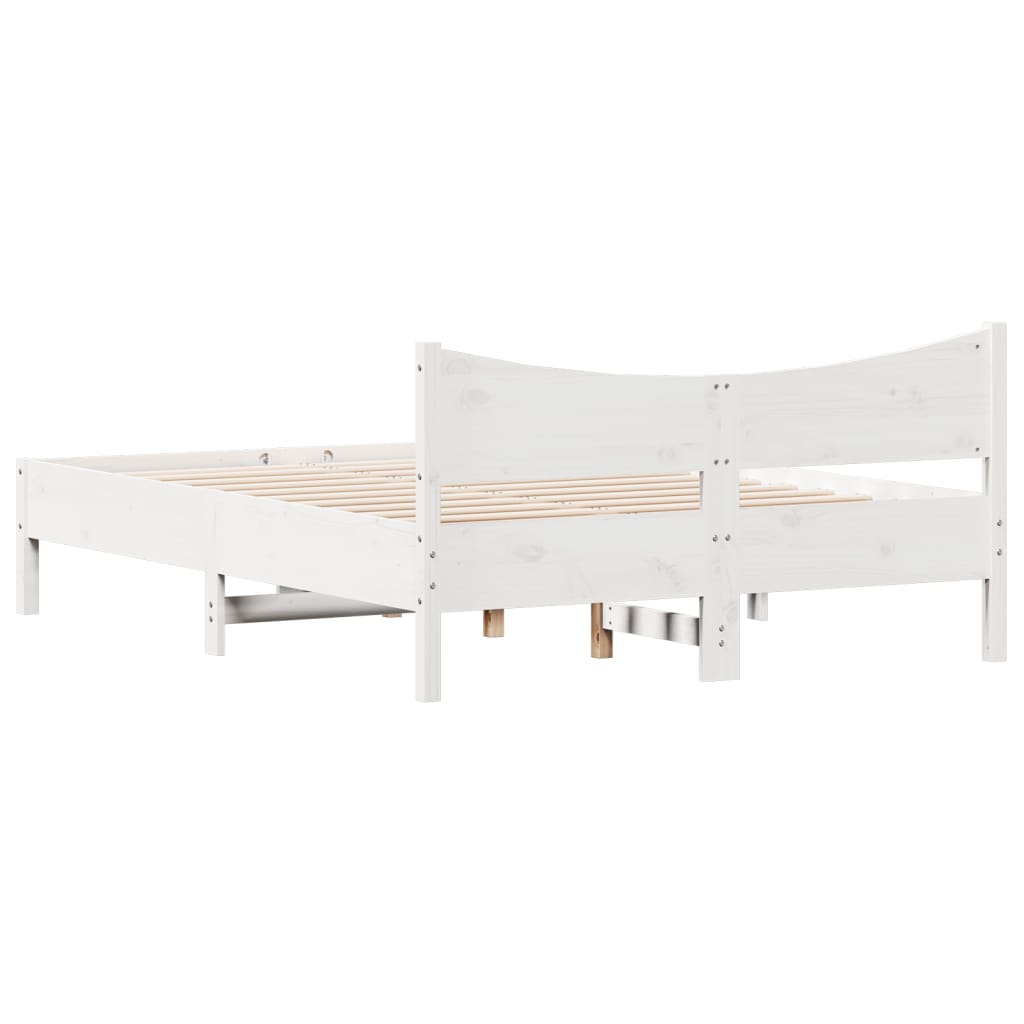 Estructura De Cama Sin Colchón Madera De Pino Blanca