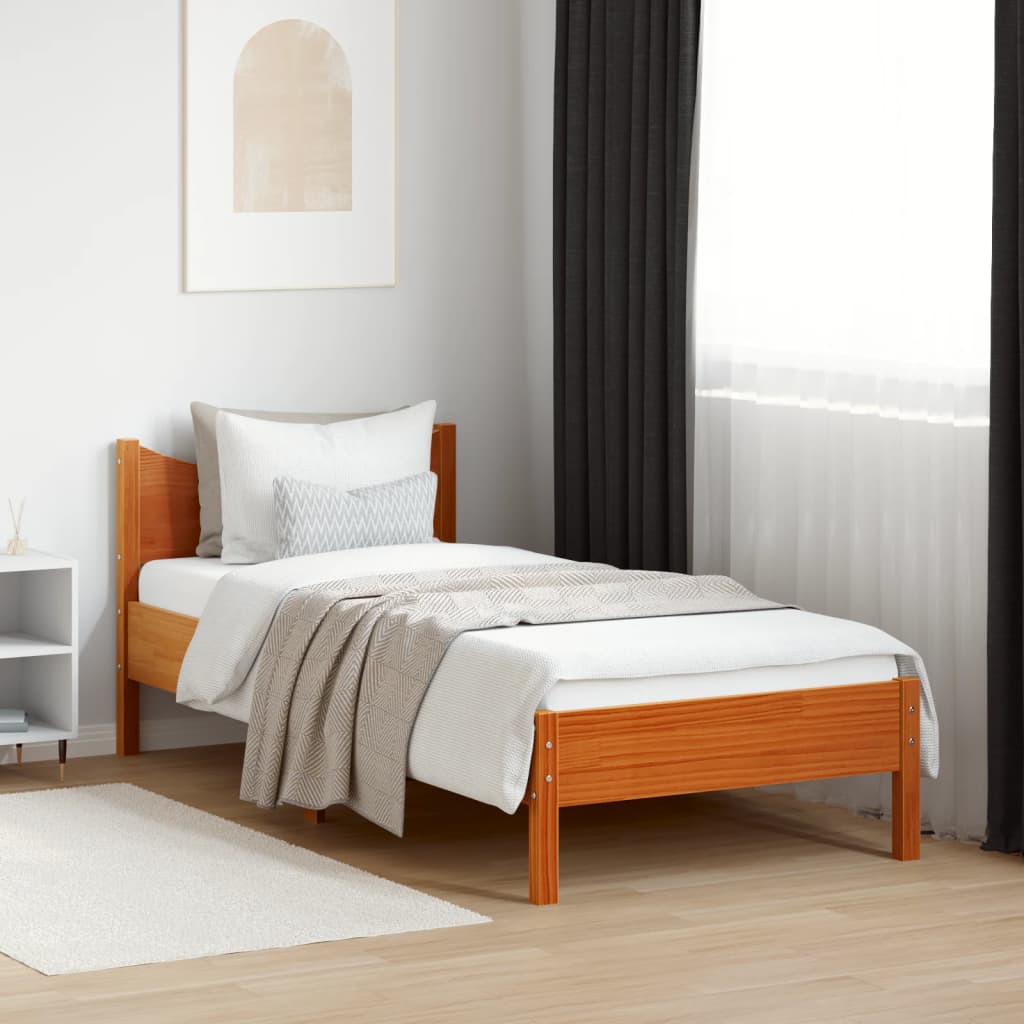 Estructura De Cama Sin Colchón Madera De Pino Blanca