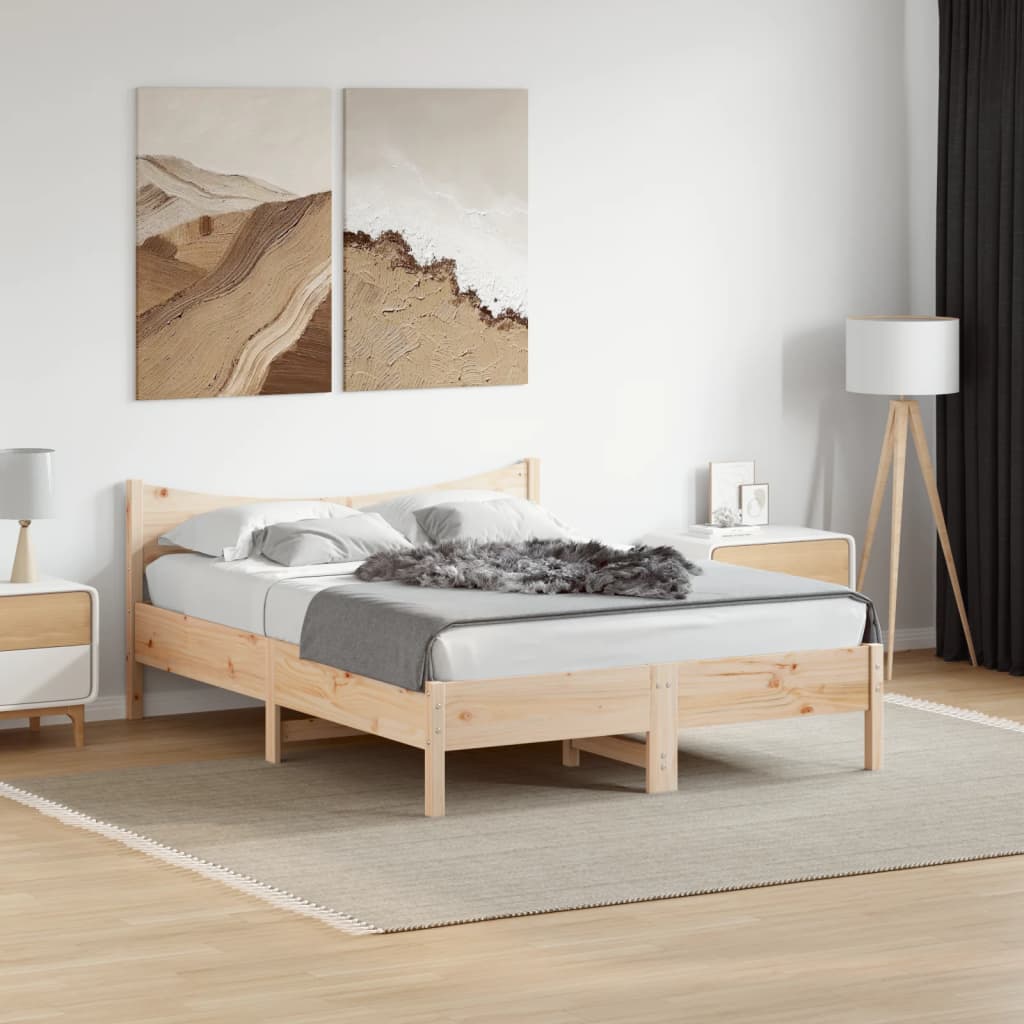 Estructura De Cama Sin Colchón Madera De Pino Blanca