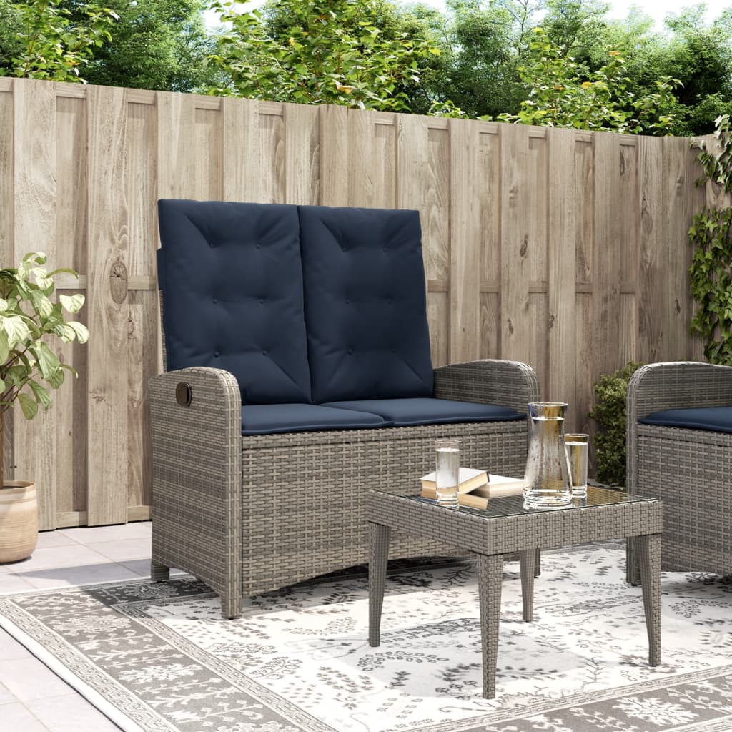 Sillón Reclinable De Jardín Con Cojines Ratán Sintético