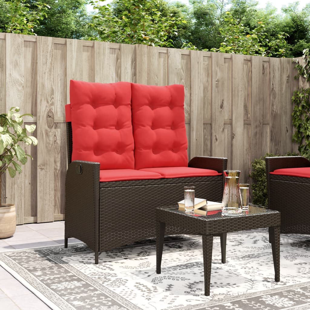 Sillón Reclinable De Jardín Con Cojines Ratán Sintético
