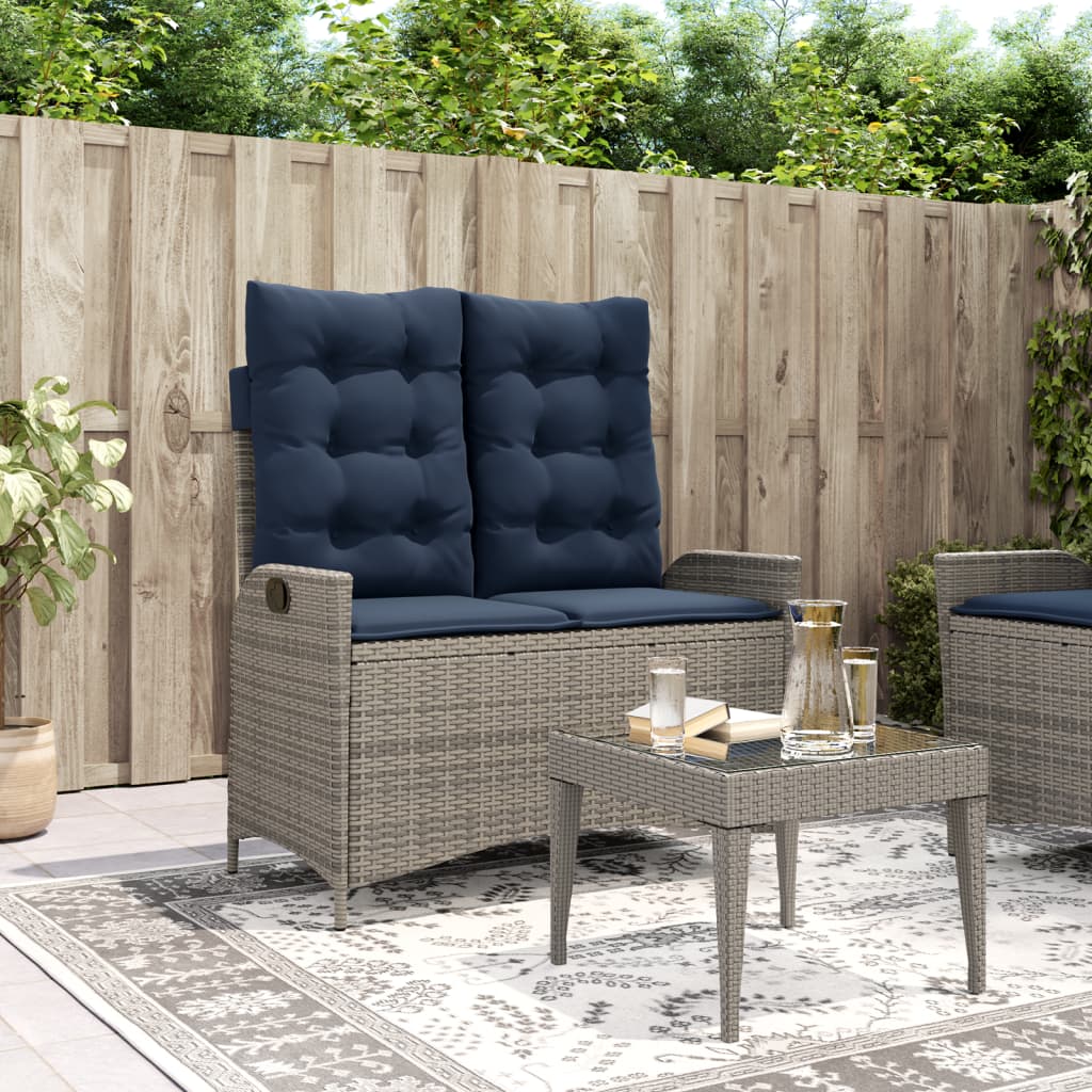 Sillón Reclinable De Jardín Con Cojines Ratán Sintético