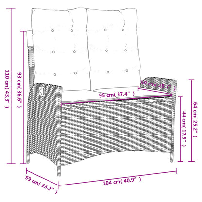 Sillón Reclinable De Jardín Con Cojines Ratán Sintético