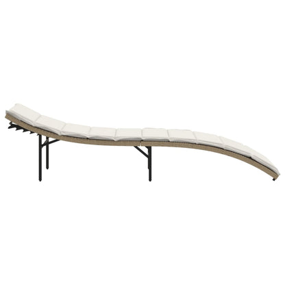 Tumbona Con Cojín Ratán Sintético Beige 55X199X50 Cm