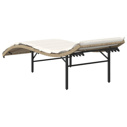 Tumbona Con Cojín Ratán Sintético Beige 55X199X50 Cm