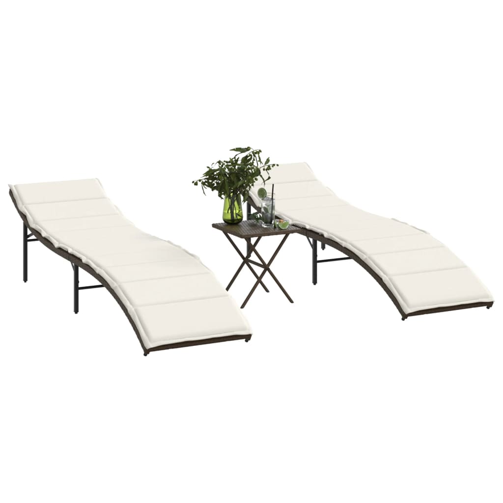 Tumbona Con Cojín Ratán Sintético Beige 55X199X50 Cm