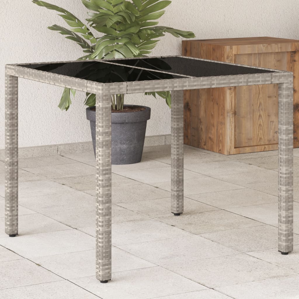 Mesa De Jardín Superficie De Vidrio Ratán Pe 90X90X75 Cm