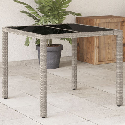Mesa De Jardín Superficie De Vidrio Ratán Pe 90X90X75 Cm