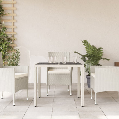 Mesa De Jardín Superficie De Vidrio Ratán Pe 90X90X75 Cm