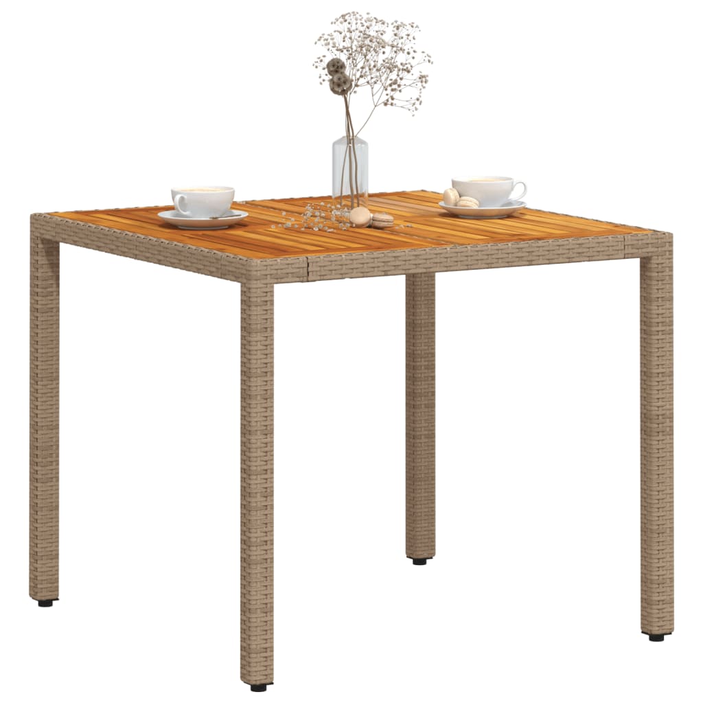 Mesa De Jardín De Ratán Pe Y Madera Acacia