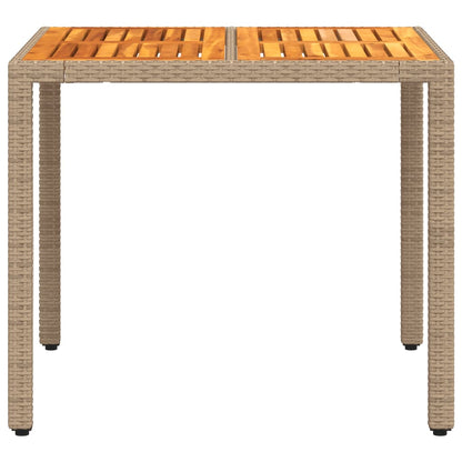 Mesa De Jardín De Ratán Pe Y Madera Acacia