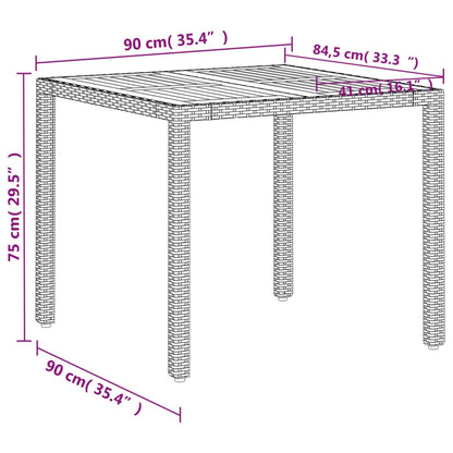 Mesa De Jardín De Ratán Pe Y Madera Acacia