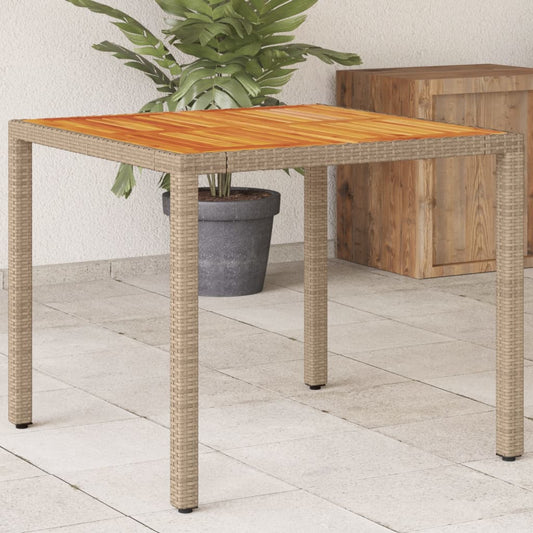 Mesa De Jardín De Ratán Pe Y Madera Acacia