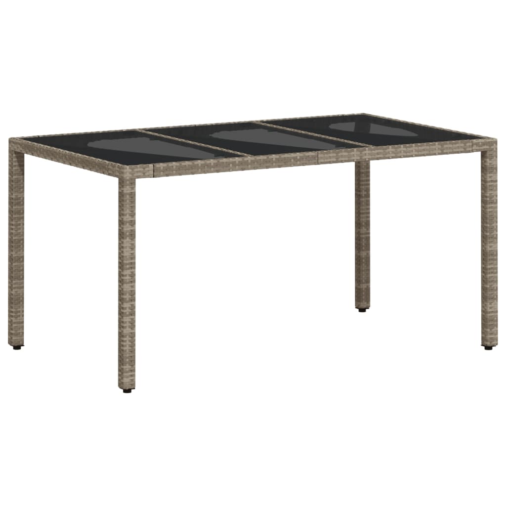 Mesa De Jardín Superficie De Vidrio Ratán Pe Gris 150X90X75 Cm