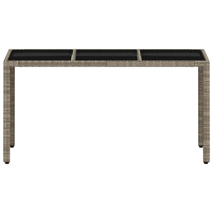 Mesa De Jardín Superficie De Vidrio Ratán Pe Gris 150X90X75 Cm