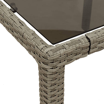 Mesa De Jardín Superficie De Vidrio Ratán Pe Gris 150X90X75 Cm