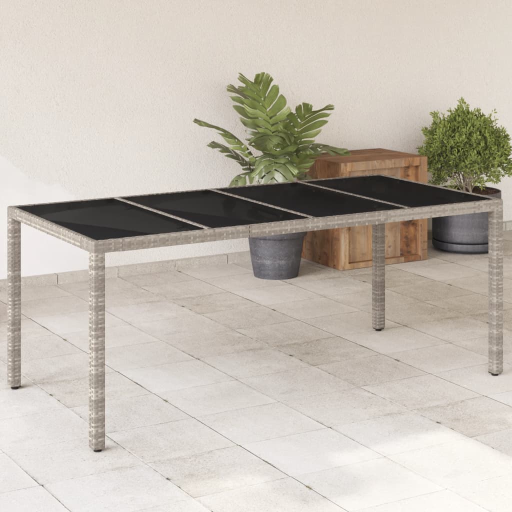 Mesa De Jardín Superficie De Vidrio Ratán Pe 190X90X75 Cm
