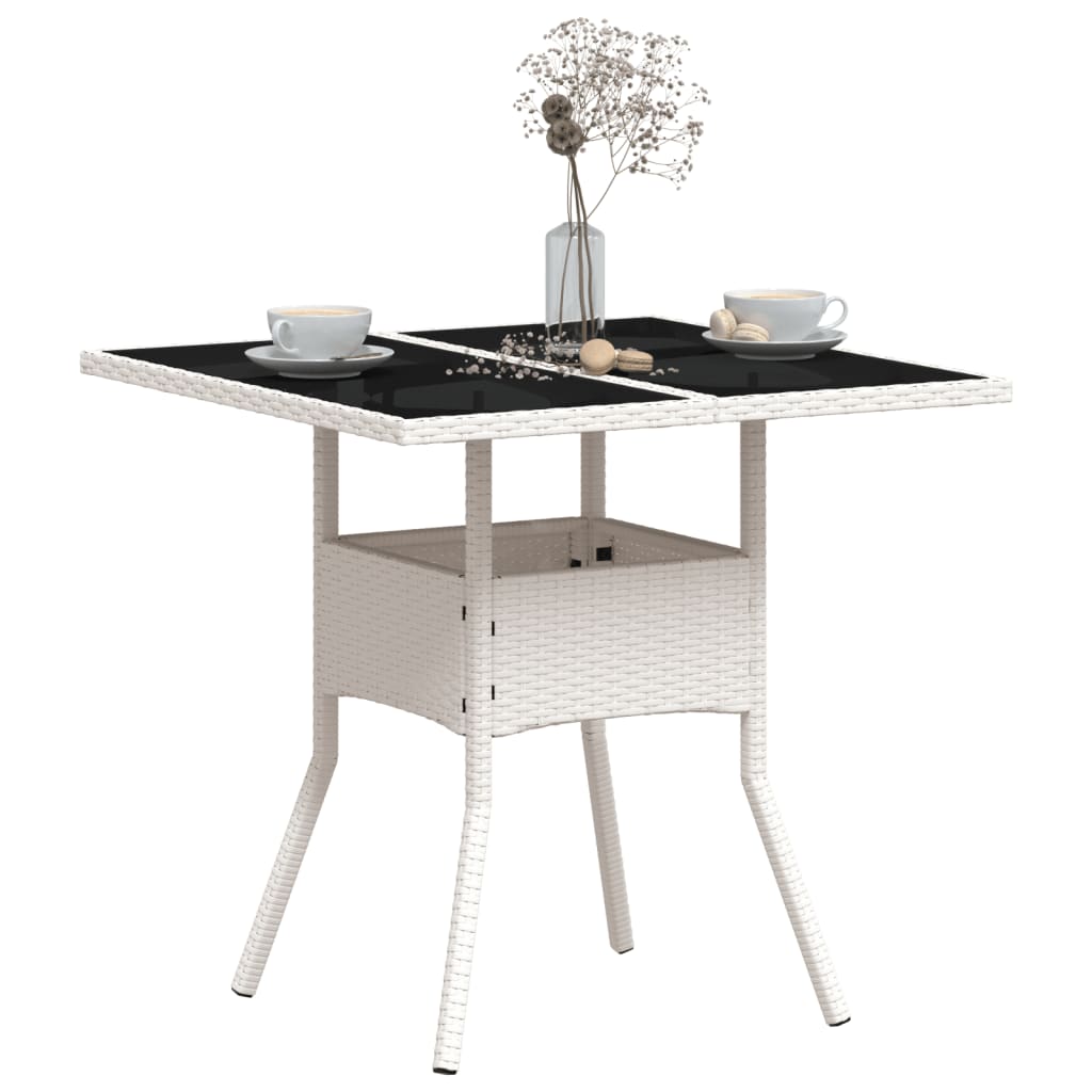 Mesa De Jardín Superficie De Vidrio Ratán Pe 80X80X75 Cm